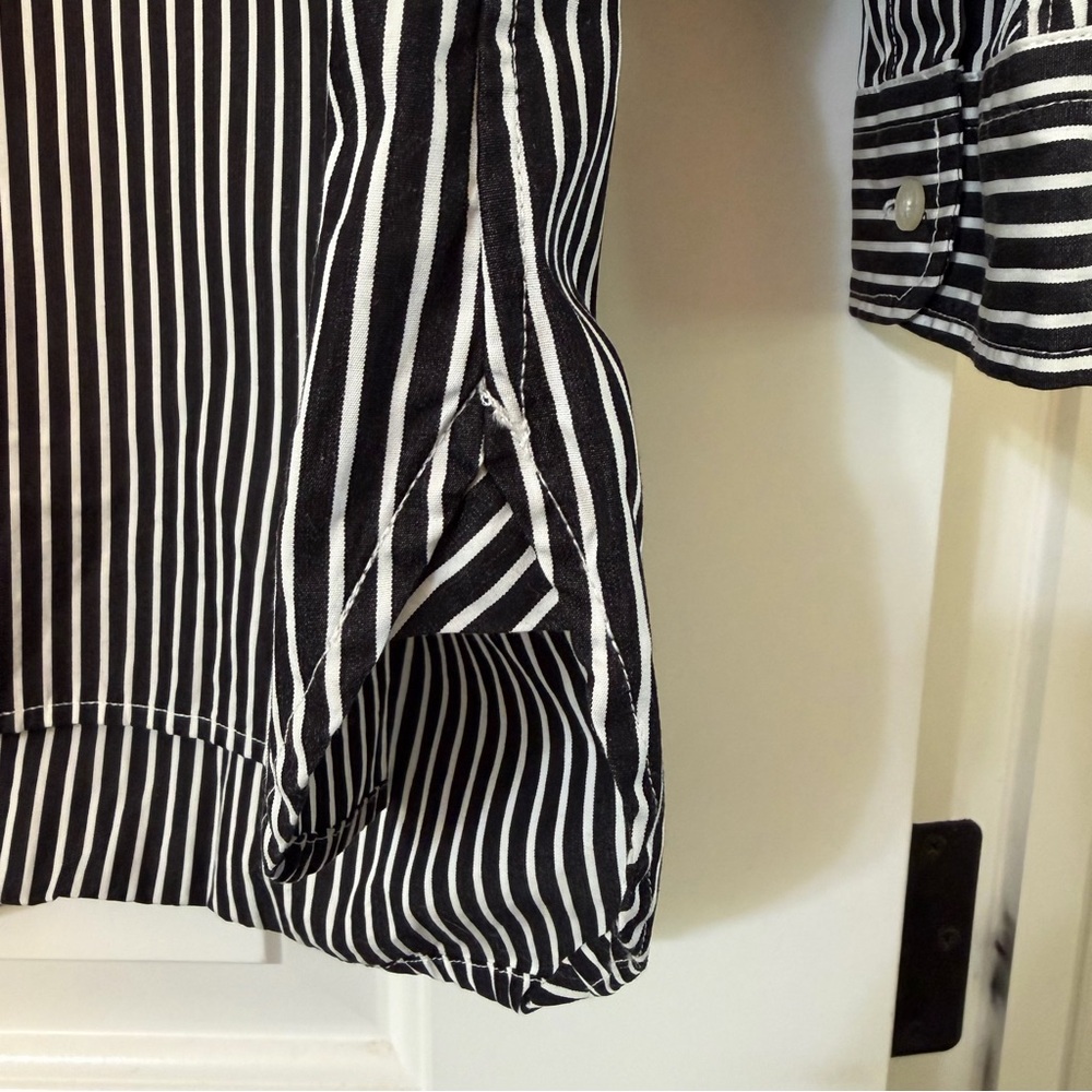 Ralph Lauren Women’s Black White Striped Long Sleeve Button Up Shirt Size XL - Picture 2 of 9